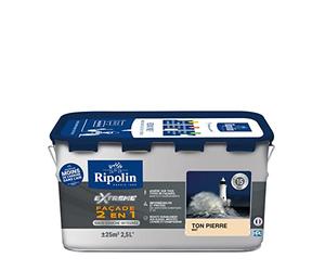 RIPOLIN Peinture Façade 2 en 1 Extrême Extérieur Mat Ton Pierre 2,5 L