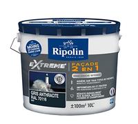RIPOLIN Peinture Façade 2en1 Sous-Couche Intégrée Mat Gris Anthracite 10 L