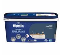 Ripolin Peinture intérieure Cuisine et Bain – Lessivable, Effet perlant – Bleu De Bering 2L Satin