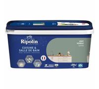 Ripolin - Peinture Intérieure Cuisine et Bain - Murs, Boiseries et Radiateurs - Adapté Pièces Humides - Effet Perlant - Lessivable - Haute Résistance - Vert Nobile - Satin - 2L