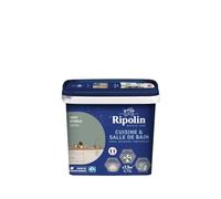RIPOLIN - Peinture Intérieure Cuisine et Bain - Murs, Boiseries & Radiateurs - Adapté Pièces Humides - Effet Perlant - Lessivable - Haute Résistance - Vert Nobile - Satin - 0L75