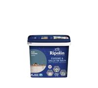 RIPOLIN - Peinture Intérieure Cuisine et Bain - Murs, Boiseries & Radiateurs - Adapté Pièces Humides - Effet Perlant - Lessivable - Haute Résistance - Bleu Madura - Satin - 0L75