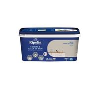 RIPOLIN - Peinture Intérieure Cuisine et Bain- Murs, Boiseries & Radiateurs - Adapté Pièces Humides - Effet Perlant - Lessivable - Haute Résistance - Beige Pierre De Lune - Satin - 2L