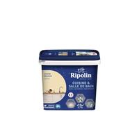 RIPOLIN - Peinture Intérieure Cuisine et Bain - Murs, Boiseries & Radiateurs - Adapté Pièces Humides - Effet Perlant - Lessivable - Haute Résistance - Jaune Renoir - Satin - 0L75