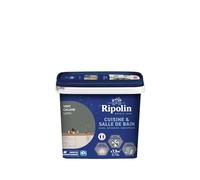 RIPOLIN - Peinture Intérieure Cuisine et Bain - Murs, Boiseries & Radiateurs - Adapté Pièces Humides - Effet Perlant - Lessivable - Haute Résistance - Vert Galane - Satin - 0L75