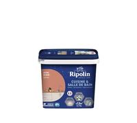 RIPOLIN - Peinture Intérieure Cuisine et Bain - Murs, Boiseries & Radiateurs - Adapté Pièces Humides - Effet Perlant - Lessivable - Haute Résistance - Ocre Nubie - Satin - 0L75