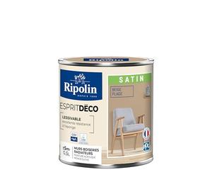 RIPOLIN Peinture Intérieure Multi-Supports Lessivable Beige Plage 0,5 L | Peinture Multi-Supports, Ultra-Couvrante et Lessivable, Séchage Rapide, Fabrication Francaise, Excellence Depuis 1888