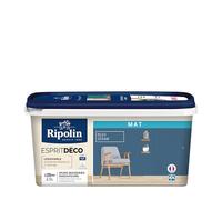 RIPOLIN - Peinture Intérieure Multi-Supports - Murs, Boiseries et Radiateurs - Ultra Couvrante - Lessivable - Application Facile - Ecolabel - Aspect Mat - 2.5L - Bleu Seram
