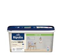 RIPOLIN - Peinture Intérieure Multi-Supports - Murs, Boiseries & Radiateurs - Ultra-Couvrante - Lessivable - Application Facile - Ecolabel - Satin - 2,5L - Gris Cetus