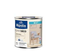 RIPOLIN - Peinture Intérieure Multi-Supports - Murs, Boiseries & Radiateurs - Ultra Couvrante - Lessivable - Application Facile - Ecolabel - Aspect Mat - 0,5L - Lin