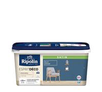RIPOLIN - Peinture Intérieure Multi-Supports - Murs, Boiseries & Radiateurs - Ultra-Couvrante - Lessivable - Application Facile - Ecolabel - Satin - 2,5L - Bleu Seram