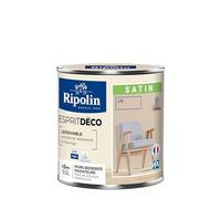 RIPOLIN - Peinture Intérieure Multi-Supports - Murs, Boiseries & Radiateurs - Ultra-Couvrante - Lessivable - Application Facile - Ecolabel - Satin - 0,5L - Lin