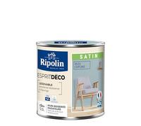 RIPOLIN - Peinture Intérieure Multi-Supports - Murs, Boiseries & Radiateurs - Ultra-Couvrante - Lessivable - Application Facile - Ecolabel - Satin - 0,5L - Bleu Cupcake
