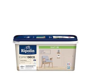RIPOLIN - Peinture Intérieure Multi-Supports - Murs, Boiseries & Radiateurs - Ultra-Couvrante - Lessivable - Application Facile - Ecolabel - Satin - 2,5L - Café au Lait