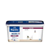 RIPOLIN - Peinture Intérieure Multi-Supports - Murs, Boiseries & Radiateurs - Ultra couvrante - Monocouche - Confort d'application - Aspect Velours - Blanc - 2,5L