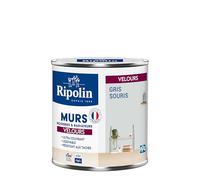 RIPOLIN - Peinture Intérieure Multi-Supports - Murs, Boiseries & Radiateurs - Ultra couvrante - Monocouche - Confort d'application - Aspect Velours - Gris Souris - 0,5L