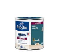 RIPOLIN - Peinture Intérieure Multi-Supports - Murs, Boiseries & Radiateurs - Ultra couvrante - Monocouche - Confort d'application - Aspect Velours - Bleu Ainhoa - 0,5L