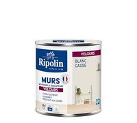 RIPOLIN - Peinture Intérieure Multi-Supports - Murs, Boiseries & Radiateurs - Ultra couvrante - Monocouche - Confort d'application - Aspect Velours - Blanc Casse - 0,5L