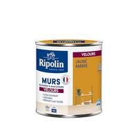 RIPOLIN - Peinture Intérieure Multi-Supports - Murs, Boiseries & Radiateurs - Ultra couvrante - Monocouche - Confort d'application - Aspect Velours - Jaune Ambre - 0,5L
