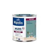 RIPOLIN - Peinture Intérieure Multi-Supports - Murs, Boiseries & Radiateurs - Ultra couvrante - Monocouche - Confort d'application - Aspect Velours - Bleu Imperial - 0,5L