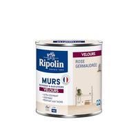 RIPOLIN - Peinture Intérieure Multi-Supports - Murs, Boiseries & Radiateurs - Ultra couvrante - Monocouche - Confort d'application - Aspect Velours - Rose Germaudree - 0,5L