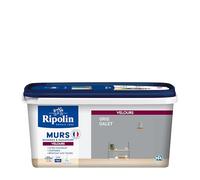 RIPOLIN - Peinture Intérieure Multi-Supports - Murs, Boiseries & Radiateurs - Ultra couvrante - Monocouche - Confort d'application - Aspect Velours - Gris Galet - 2,5L