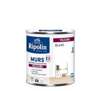 RIPOLIN - Peinture Intérieure Multi-Supports - Murs, Boiseries & Radiateurs - Ultra couvrante - Monocouche - Confort d'application - Aspect Velours - Blanc - 0,5L