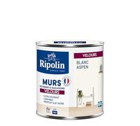 RIPOLIN - Peinture Intérieure Multi-Supports - Murs, Boiseries & Radiateurs - Ultra couvrante - Monocouche - Confort d'application - Aspect Velours - Blanc Aspen - 0,5L