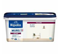 RIPOLIN - Peinture Intérieure Multi-Supports - Murs, Boiseries & Radiateurs - Ultra couvrante - Monocouche - Confort d'application - Aspect Velours - Blanc Aspen - 2,5L