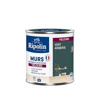 RIPOLIN - Peinture Intérieure Multi-Supports - Murs, Boiseries & Radiateurs - Ultra couvrante - Monocouche - Confort d'application - Aspect Velours - Vert Armerie - 0,5L