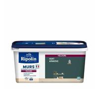 RIPOLIN - Peinture Intérieure Multi-Supports - Murs, Boiseries & Radiateurs - Ultra couvrante - Monocouche - Confort d'application - Aspect Velours - Vert Armerie - 2,5L