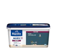 RIPOLIN - Peinture Intérieure Multi-Supports - Murs, Boiseries & Radiateurs - Ultra couvrante - Monocouche - Confort d'application - Aspect Velours - Bleu Seychelles - 2,5L