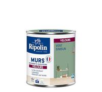 RIPOLIN - Peinture Intérieure Multi-Supports - Murs, Boiseries & Radiateurs - Ultra couvrante - Monocouche - Confort d'application - Aspect Velours - Vert Simsun - 0,5L