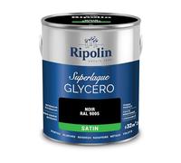RIPOLIN - Peinture Laque Glycéro Intérieure/Extérieure - Boiseries et Structures Métalliques - Résistance Accrue - Durabilité Remarquable - Noir Ral 9005 - Satin - 2L