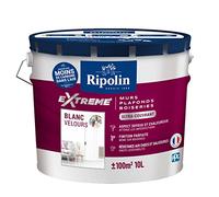Ripolin Peinture Monocouche intérieur Murs, Boiseries & Radiateurs Velours Lessivable 10L Blanc
