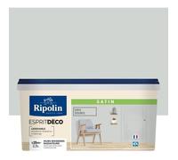 RIPOLIN - Peinture Intérieure Multi-Supports - Murs, Boiseries & Radiateurs - Ultra-Couvrante - Lessivable - Application Facile - Ecolabel - Satin - 2,5L - Gris Souris