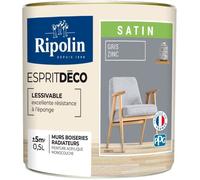 RIPOLIN Peinture murale pour toutes pièces - Gris zinc satin - 0,5 L