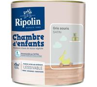 RIPOLIN Peinture murale spéciale chambre d'enfants - Gris souris satin - 0,5 L
