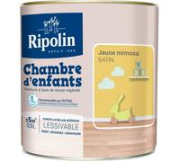 RIPOLIN Peinture murale spéciale chambre d'enfants - Jaune mimosa satin - 0,5 L