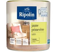 RIPOLIN Peinture Murale Toutes Pièces - Jaune Primevère Satin, 0,5L