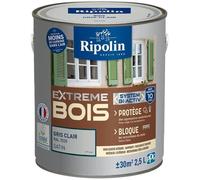 RIPOLIN - Peinture pour Bois Intérieur/Extérieur - Sans Sous-couche Ultra-couvrant - Résiste aux Intempéries, UV et Chocs - Protège et Magnifie - Lessivable - Satin - 2,5L - Gris Clair