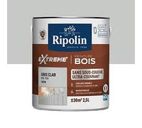 RIPOLIN Peinture pour Bois Intérieur/Extérieur Gris Clair Ral 7035 2,5 L | Peinture pour Boiseries Interieures et Exterieures, Haute Protection, Intérieur/Extérieur, Satin