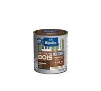 RIPOLIN Peinture Bois Intérieur/Extérieur Satin 0,5 L — Sans sous-couche Ultra-couvrant Châtaignier