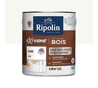 Ripolin Peinture pour bois Intérieur/Extérieur Sans sous-couche Ultra-couvrant Satin 2,5L Blanc