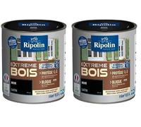 RIPOLIN Peinture pour Bois Intérieur/Extérieur Lessivable Satin Noir 0,5 L (Lot de 2)