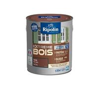 RIPOLIN - Peinture pour Bois Intérieur/Extérieur - Sans Sous-couche Ultra-couvrant - Résiste aux Intempéries, UV et Chocs - Protège et Magnifie - Lessivable - Satin - 2,5L - Teck