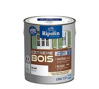 RIPOLIN - Peinture pour Bois Intérieur/Extérieur - Sans Sous-couche Ultra-couvrant - Résiste aux Intempéries, UV et Chocs - Protège et Magnifie - Lessivable - Satin - 2,5L - Blanc