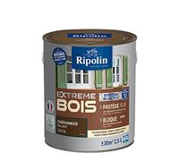 RIPOLIN - Peinture pour Bois Intérieur/Extérieur - Sans Sous-couche Ultra-couvrant - Résiste aux Intempéries, UV et Chocs - Protège et Magnifie - Lessivable - Satin - 2,5L - Chataignier