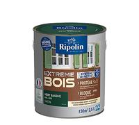 RIPOLIN - Peinture pour Bois Intérieur/Extérieur - Sans Sous-couche Ultra-couvrant - Résiste aux Intempéries, UV et Chocs - Protège et Magnifie - Lessivable - Satin - 2,5L - Vert Basque