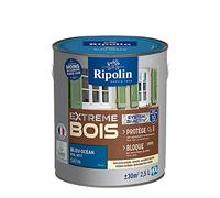 RIPOLIN - Peinture pour Bois Intérieur/Extérieur - Sans Sous-couche Ultra-couvrant - Résiste aux Intempéries, UV et Chocs - Protège et Magnifie - Lessivable - Satin - 2,5L - Bleu Ocean